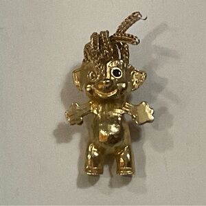 Trolls: 14k.Yellow gold vintage about/approximately 1’ inch small 3D troll charm